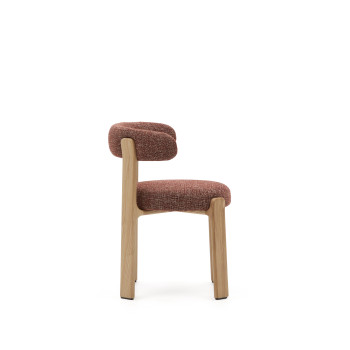 Granite chair in terracotta chenille and solid ash wood with a natural finish, FSC 100%