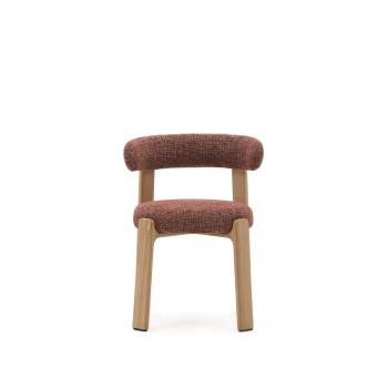 Granite chair in terracotta chenille and solid ash wood with a natural finish, FSC 100%