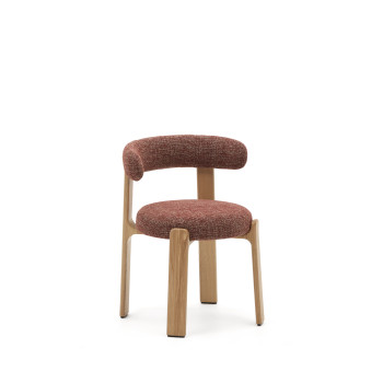 Granite chair in terracotta chenille and solid ash wood with a natural finish, FSC 100%