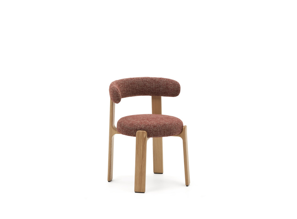 Granite chair in terracotta chenille and solid ash wood with a natural finish, FSC 100%