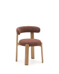 Granite chair in terracotta chenille and solid ash wood with a natural finish, FSC 100%