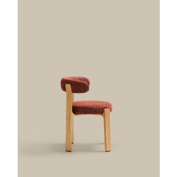 Granite chair in terracotta chenille and solid ash wood with a natural tone finish FSC 100%