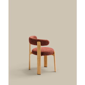 Granite chair in terracotta chenille and solid ash wood with a natural tone finish FSC 100%