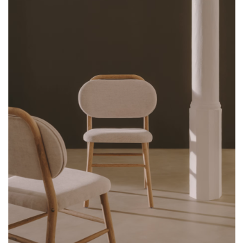 Helda chair in chenille and solid oak THE SHAPE