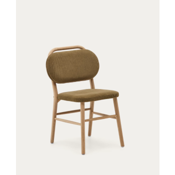 Helda chair in chenille and solid oak THE SHAPE