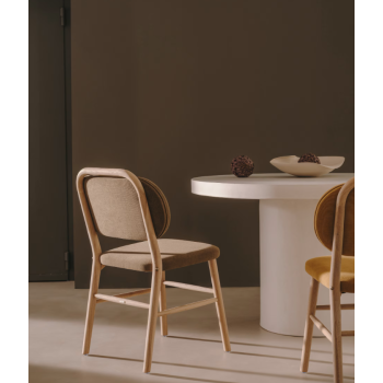 Helda chair in chenille and solid oak THE SHAPE