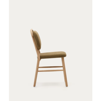 Helda chair in chenille and solid oak THE SHAPE