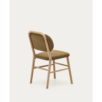 Helda chair in chenille and solid oak THE SHAPE