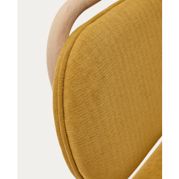 Helda chair in chenille and solid oak THE SHAPE