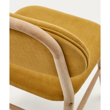 Helda chair in chenille and solid oak THE SHAPE