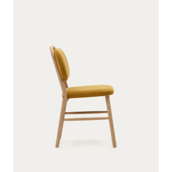 Helda chair in chenille and solid oak THE SHAPE