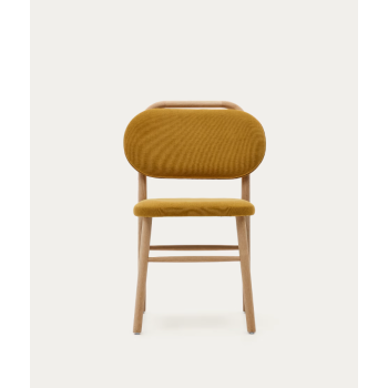 Helda chair in chenille and solid oak THE SHAPE