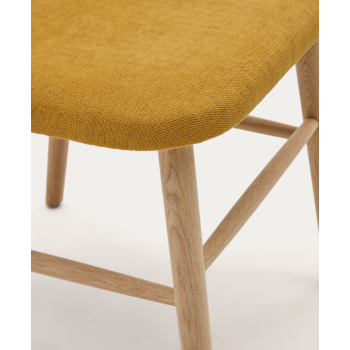 Helda chair in chenille and solid oak THE SHAPE