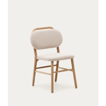 Helda chair in chenille and solid oak THE SHAPE