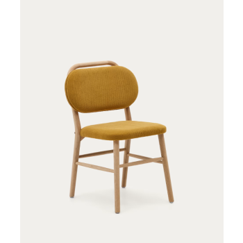Helda chair in chenille and solid oak THE SHAPE