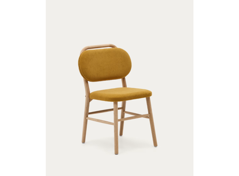 Helda chair in chenille and solid oak THE SHAPE