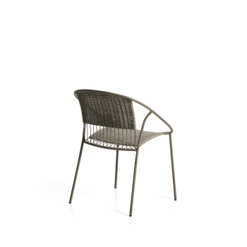 Atrani stackable outdoor chair in galvanized steel and rope