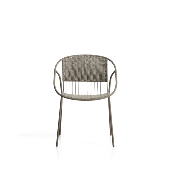 Atrani stackable outdoor chair in galvanized steel and rope