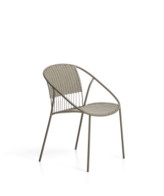 Atrani stackable outdoor chair in galvanized steel and rope