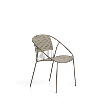 Atrani stackable outdoor chair in galvanized steel and rope