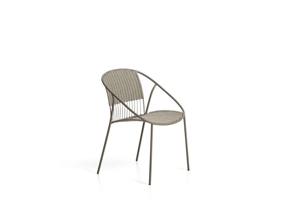 Atrani stackable outdoor chair in galvanized steel and rope