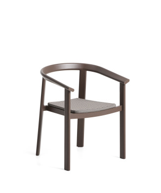 Erice stackable outdoor chair in aluminum and brown rope