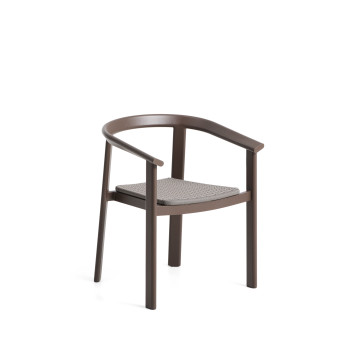Erice stackable outdoor chair in aluminum and brown rope