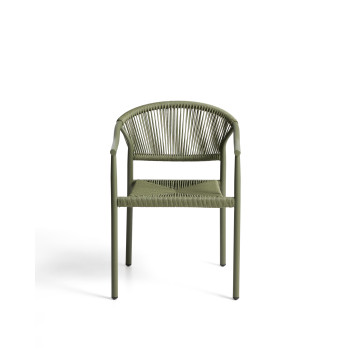 Livadia stackable outdoor chair in green aluminum
