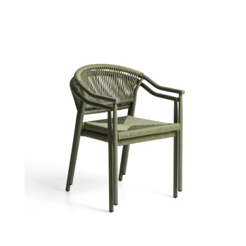 Livadia stackable outdoor chair in green aluminum