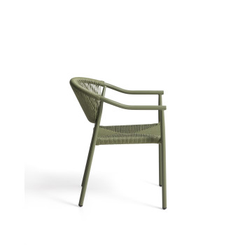 Livadia stackable outdoor chair in green aluminum