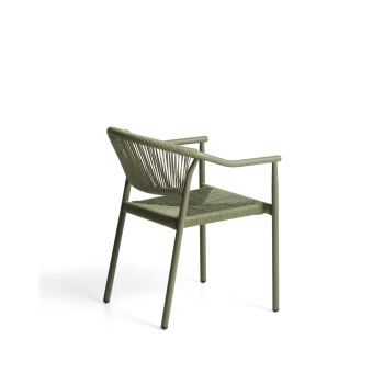 Livadia stackable outdoor chair in green aluminum