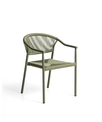 Livadia stackable outdoor chair in green aluminum