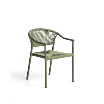 Livadia stackable outdoor chair in green aluminum