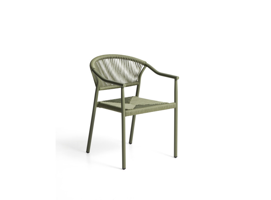 Livadia stackable outdoor chair in green aluminum