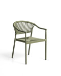 Livadia stackable outdoor chair in green aluminum