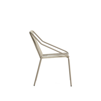 Zivia stackable outdoor chair in ecru rope and galvanized steel