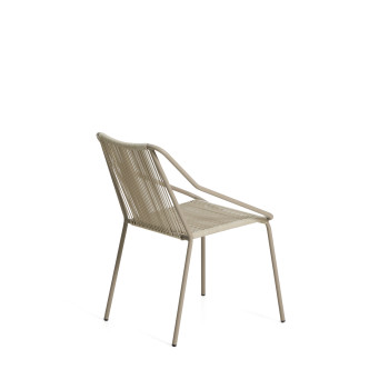 Zivia stackable outdoor chair in ecru rope and galvanized steel