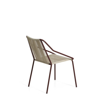 Zivia stackable outdoor chair in ecru rope and galvanized steel