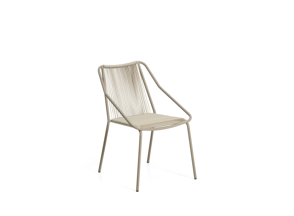 Zivia stackable outdoor chair in ecru rope and galvanized steel