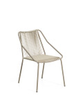 Zivia stackable outdoor chair in ecru rope and galvanized steel