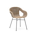 Eltiera stackable chair in synthetic rattan and black steel frame