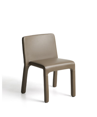 Loria stackable chair in brown polyurethane FSC 100%