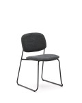 Meli stackable chair in grey chenille and grey metal legs FSC Mix Credit
