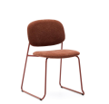 Meli stackable chair in terracotta chenille and terracotta metal legs FSC Mix Credit