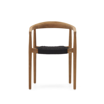 Ydalia stackable chair in solid teak wood with natural finish and rope