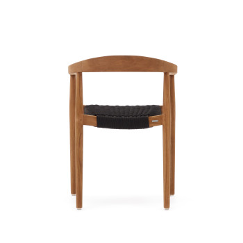Ydalia stackable chair in solid teak wood with natural finish and rope