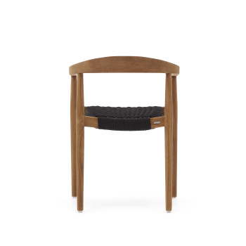 Ydalia stackable chair in solid teak wood with natural finish and rope