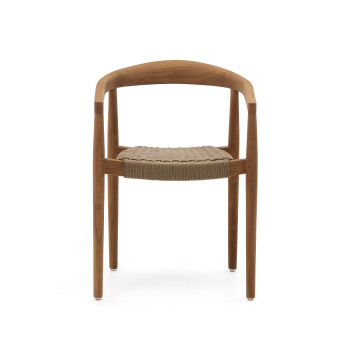 Ydalia stackable chair in solid teak wood with natural finish and rope