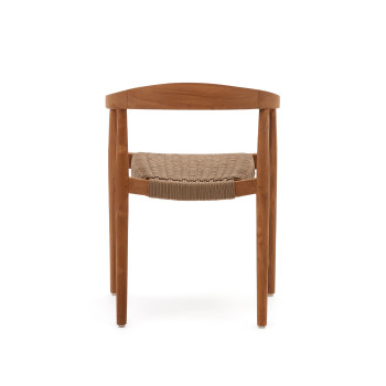 Ydalia stackable chair in solid teak wood with natural finish and rope