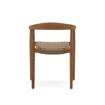Ydalia stackable chair in solid teak wood with natural finish and rope